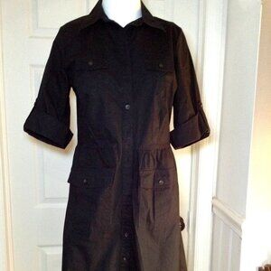 Merona "M" Black Safari dress, Boho Chic, African Safari, Vacation Dress; Scandi